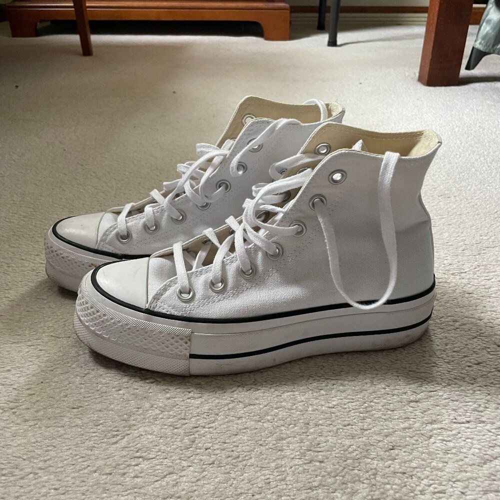 Converse White Platform High Top Sneakers - Size 6